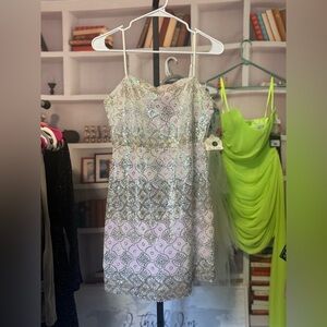 Altar'd State Sequin Mini Dress in Silver and Pink